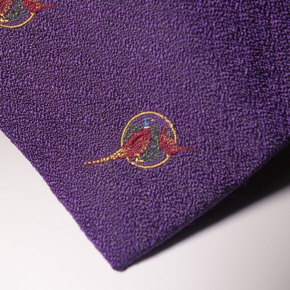 Vintage Ralph Lauren 100% Silk Embroidered Pheasant Tie Hand Made In Italy - Picture 3 of 7
